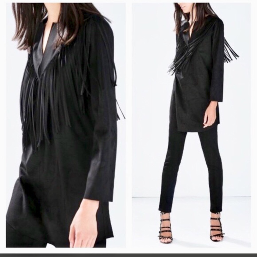 🖤 NWOT Zara faux suede fringe tunic